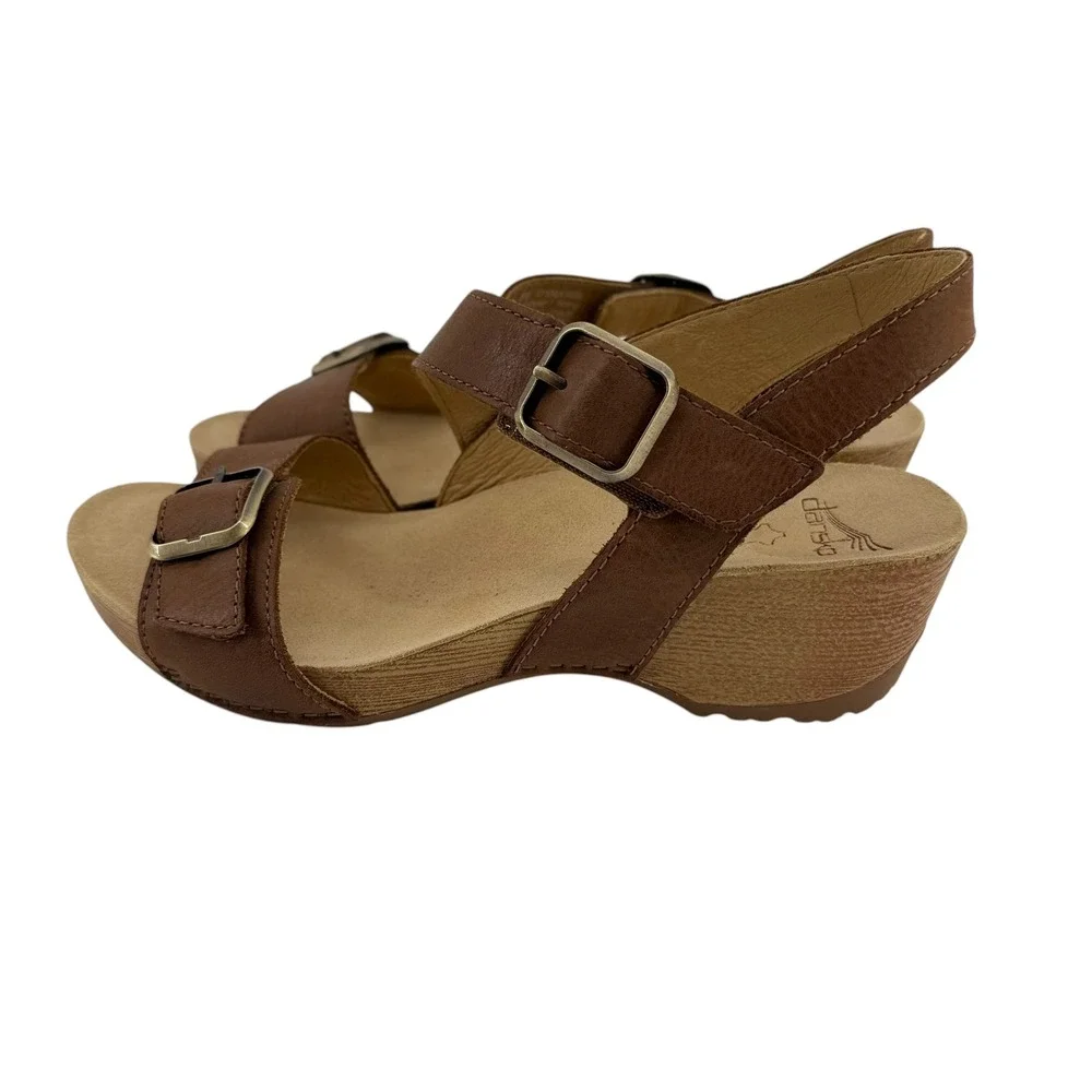 Dansko Trinity Womens Brown Leather Sandals Buckle Slingback Shoes Size 39 (8)
